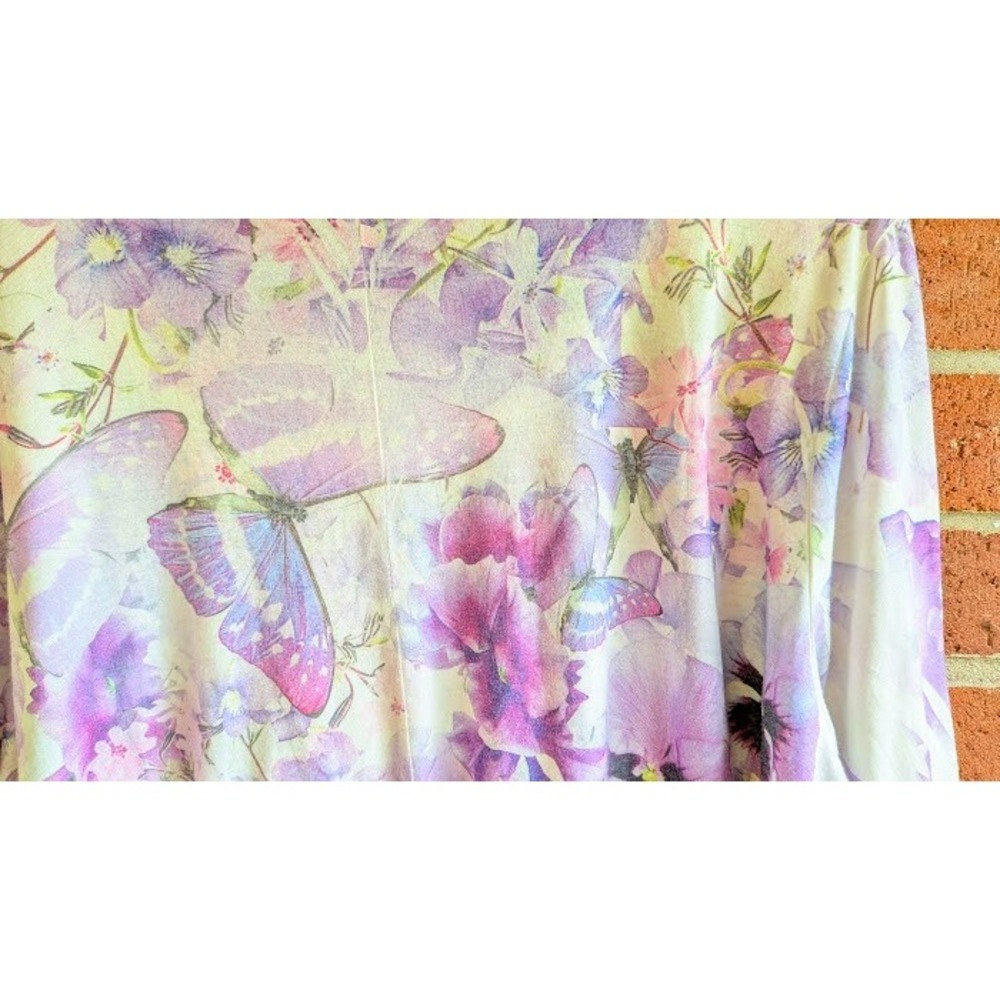 Women Top 2X Floral Asymmetrical Rhinestone Butterfly Fairy Cottagecore Romantic - Picture 11 of 11
